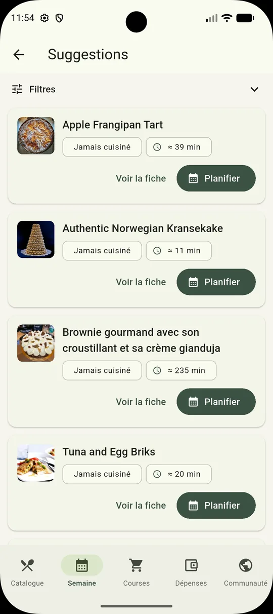 Suggestions de repas MealLoop